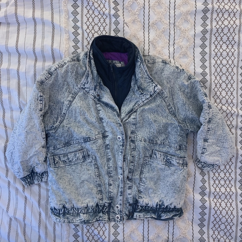 Vintage GITANO 80’s/90’s Acid Wash Denim Puffer Jacket Size M